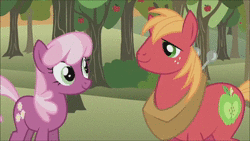 Size: 1280x720 | Tagged: safe, derpibooru import, screencap, apple bloom, big macintosh, cheerilee, scootaloo, sweetie belle, earth pony, pegasus, pony, unicorn, hearts and hooves day (episode), animated, apple, apple tree, big no, cutie mark crusaders, ending, female, filly, food, male, mare, no, nose in the air, one eye closed, sound, stallion, tree, webm, wink
