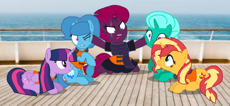 Size: 2340x1080 | Tagged: safe, artist:徐詩珮, derpibooru import, fizzlepop berrytwist, glitter drops, spring rain, sunset shimmer, tempest shadow, twilight sparkle, twilight sparkle (alicorn), alicorn, pony, unicorn, series:sprglitemplight diary, series:sprglitemplight life jacket days, series:springshadowdrops diary, series:springshadowdrops life jacket days, angry, base used, bisexual, broken horn, clothes, cute, female, glitterbetes, glitterlight, glittershadow, glittershimmer, horn, lesbian, polyamory, scarf, shipping, simple background, sprglitemplight, sprglitemplightshimmer, springbetes, springdrops, springlight, springshadow, springshadowdrops, springshimmer, sunsetsparkle, tempestbetes, tempestlight, tempestlightshimmer, tempestshimmer, transparent background
