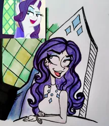 Size: 2583x3000 | Tagged: artist:citi, derpibooru import, female, human, humanized, rarity, safe, scene interpretation, screencap, screencap reference, solo, sparkle's seven, traditional art