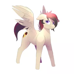 Size: 3000x3000 | Tagged: safe, artist:b-epon, derpibooru import, oc, oc:porsche speedwings, unofficial characters only, pegasus, pony, :), blue eyes, floppy ears, looking at you, male, messy mane, pegasus oc, porsche, shading, simple background, solo, spread wings, stallion, tan coat, white background, wings