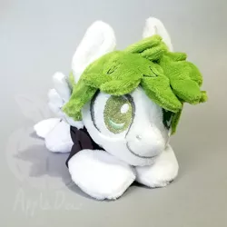 Size: 1000x1000 | Tagged: safe, artist:appledew, derpibooru import, ponified, pegasus, pony, awsten knight, beanie (plushie), clothes, commission, heterochromia, irl, male, photo, plushie, prone, shirt, smiling, solo, spread wings, stallion, waterparks, wings