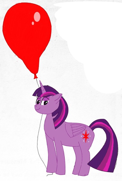 Size: 2112x3132 | Tagged: suggestive, artist:misterbuddy, derpibooru import, twilight sparkle, twilight sparkle (alicorn), alicorn, pony, balloon, photo, simple background, solo, white background