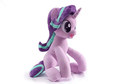 Size: 600x400 | Tagged: safe, artist:nekokevin, derpibooru import, starlight glimmer, pony, unicorn, series:nekokevin's glimmy, :d, animated, both cutie marks, female, gif, irl, mare, open mouth, photo, plushie, rotating, sitting, smiling, solo