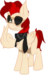 Size: 1281x2093 | Tagged: safe, artist:zvn, derpibooru import, oc, oc:red pone (8chan), pegasus, pony, 2020 community collab, derpibooru community collaboration, /pone/, 8chan, clothes, scarf, simple background, solo, sunglasses, transparent background