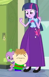 Size: 545x854 | Tagged: safe, artist:cartoonmasterv3, derpibooru import, edit, edited screencap, screencap, spike, twilight sparkle, twilight sparkle (alicorn), alicorn, dog, human, equestria girls, equestria girls (movie), clothes, cropped, long skirt, skirt, south park, spike the dog