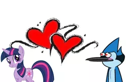 Size: 460x301 | Tagged: artist:fernixx, crossover shipping, derpibooru import, female, male, mordecai, mordetwi, regular show, safe, shipping, straight, that's our sid, twilight sparkle, why sid why