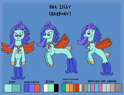 Size: 3170x2448 | Tagged: artist:supahdonarudo, camera, derpibooru import, jewelry, necklace, oc, oc:sea lilly, reference sheet, safe, seapony (g4), unofficial characters only