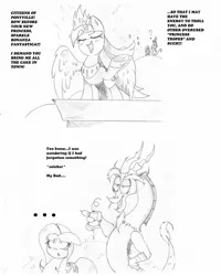 Size: 1024x1278 | Tagged: safe, artist:doccobb, derpibooru import, discord, fluttershy, twilight sparkle, twilight sparkle (alicorn), alicorn, pony, female, mare