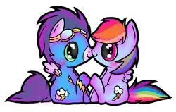 Size: 900x571 | Tagged: safe, artist:sweetscribblez, derpibooru import, rainbow dash, soarin', female, male, shipping, soarindash, straight