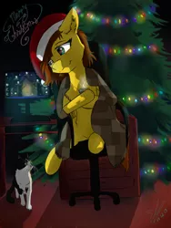 Size: 1010x1346 | Tagged: safe, artist:yuris, derpibooru import, oc, oc:yuris, pegasus, pony, christmas, holiday, solo