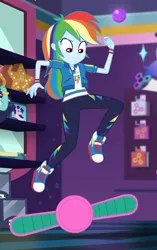 Size: 412x656 | Tagged: safe, derpibooru import, screencap, rainbow dash, zephyr breeze, equestria girls, equestria girls series, holidays unwrapped, spoiler:eqg series (season 2), clothes, converse, cropped, dashing through the mall, geode of super speed, magical geodes, offscreen character, pants, shoes, sneakers