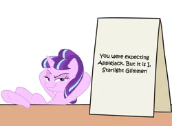 Size: 1087x797 | Tagged: safe, artist:mkogwheel, derpibooru import, edit, starlight glimmer, pony, applejack's sign, it was me dio, jojo's bizarre adventure, meme