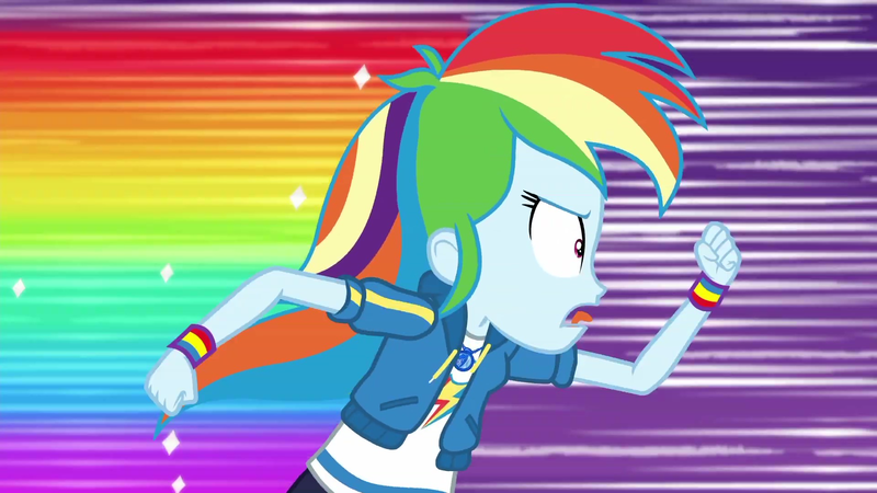 Size: 1920x1080 | Tagged: safe, derpibooru import, screencap, rainbow dash, equestria girls, equestria girls series, holidays unwrapped, spoiler:eqg series (season 2), canterlot mall, dashing through the mall, female, geode of super speed, magical geodes, rainbow trail, running, tongue out