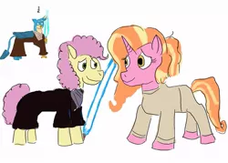 Size: 1057x756 | Tagged: anakin skywalker, artist:horsesplease, attack of the clones, derpibooru import, female, gallus, gallus is not amused, jedi, lightsaber, li'l cheese, lustercheese, luster dawn, male, obi wan kenobi, older li'l cheese, padme amidala, revenge of the sith, safe, shipping, star wars, straight, the last problem, unamused, weapon