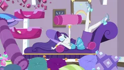 Size: 854x480 | Tagged: safe, derpibooru import, edit, edited screencap, screencap, rarity, camping must-haves, equestria girls, equestria girls series, spoiler:eqg series (season 2), armpits, clothes, high heels, legs, legs in air, looking at you, nail polish, one eye closed, open-toed shoes, pencil skirt, rarity's bedroom, sandals, sexy, shoes, skirt, toenail polish, wink