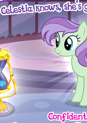 Size: 293x411 | Tagged: safe, derpibooru import, violet twirl, pegasus, pony, cropped, friendship student, gameloft, meme, sands of time, solo, wow! glimmer