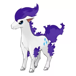 Size: 630x630 | Tagged: artist:pokemoncoloursplash, crossover, derpibooru import, mane of fire, palette swap, pokémon, ponyta, purple fire, rarity, recolor, safe, simple background, solo, white background