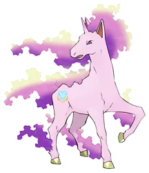 Size: 481x558 | Tagged: artist:pokemoncoloursplash, crossover, derpibooru import, ethereal fetlocks, ethereal mane, palette swap, pokémon, princess cadance, raised hoof, rapidash, recolor, safe, simple background, solo, transparent background