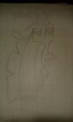 Size: 1536x2560 | Tagged: artist:treble clefé, derpibooru import, discord, draconequus, graph paper, monochrome, pencil drawing, photo, sad, safe, solo, the beginning of the end, traditional art