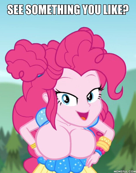 Size: 600x764 | Tagged: suggestive, artist:nokozeze, derpibooru import, edit, edited screencap, screencap, pinkie pie, equestria girls, equestria girls series, sunset's backstage pass!, spoiler:eqg series (season 2), big breasts, bimbo, breast edit, breasts, busty pinkie pie, cleavage, cropped, female, huge breasts, meme, solo, solo female