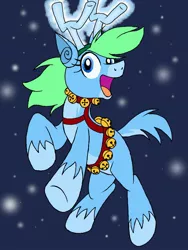 Size: 960x1280 | Tagged: artist:dashingjack, bells, christmas, clothes, costume, crossdressing, deer, derpibooru import, hearth's warming, holiday, jingle bells, oc, oc:brainstorm, reindeer, safe