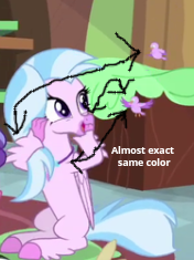 Size: 176x235 | Tagged: animal, arrows, artist:gooeybird, bird, cropped, derpibooru import, edit, edited screencap, hands on face, happy, hippogriff, ironic, looking at something, open mouth, safe, say what, screencap, silverstream, sitting, solo, spoiler:interseason shorts, teacher of the month (episode), why
