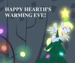 Size: 864x720 | Tagged: a hearth's warming tail, bronybait, cropped, cute, derpabetes, derpibooru import, derpy hooves, derpy star, edit, edited screencap, glow, hearth's warming decorations, hearth's warming eve, hearth's warming tree, safe, screencap, speech, talking, tree