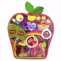 Size: 400x400 | Tagged: safe, derpibooru import, official, applejack (g3), apple, apple tree, basket, food, g3, packaging, picnic basket, pie, pie server, that pony sure does love apples, toy, tree