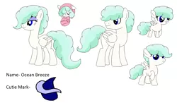 Size: 1124x658 | Tagged: safe, artist:dudleybrittany1399, artist:selenaede, derpibooru import, oc, oc:ocean breeze (ice1517), unofficial characters only, pegasus, pony, icey-verse, baby, baby pony, base used, eyeshadow, female, filly, magical lesbian spawn, makeup, male, mare, offspring, parent:misty fly, parent:surprise, parents:mistyprise, raised hoof, reference sheet, rule 63, simple background, solo, stallion, white background