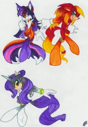 Size: 651x936 | Tagged: applejack, artist:dgshadowchocolate, crossover, derpibooru import, fusion, knuckles the echidna, miles "tails" prower, rarity, safe, silver the hedgehog, sonic the hedgehog (series), traditional art, twilight sparkle