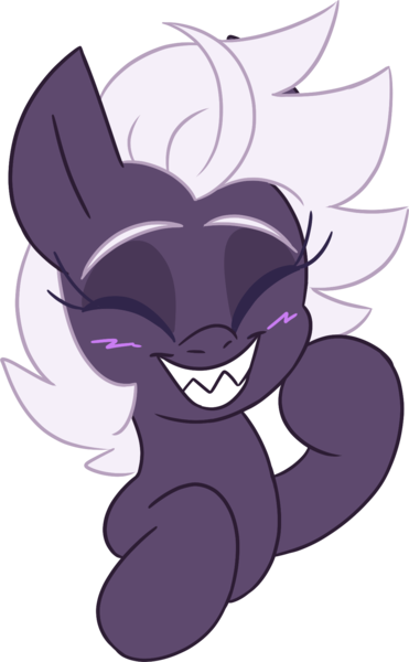 Size: 1139x1841 | Tagged: safe, artist:taaffeiite, derpibooru import, oc, oc:cyberia starlight, unofficial characters only, earth pony, blushing, bust, cute, eyes closed, female, mare, raised hoof, sharp teeth, simple background, smiling, teeth, transparent background, white eyebrows