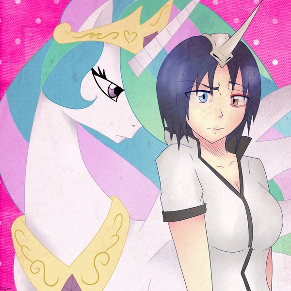 Size: 1024x1024 | Tagged: arrancar, artist:pony-untastic, bleach (manga), crossover, derpibooru import, emilou apacci, princess celestia, safe