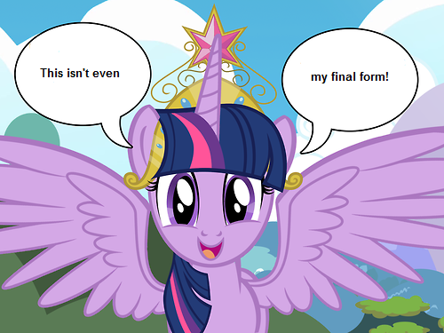 Size: 500x375 | Tagged: safe, derpibooru import, twilight sparkle, twilight sparkle (alicorn), alicorn, pony, alicorn drama, drama, exploitable meme, female, mare, meme, this isn't even my final form, twilight rustler meme