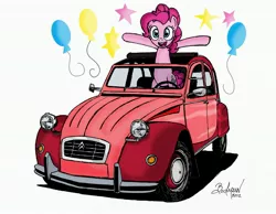 Size: 3131x2432 | Tagged: artist:berlioz-ii, car, citroën, citroën 2cv, derpibooru import, pinkie pie, safe