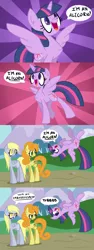 Size: 750x2000 | Tagged: safe, artist:faikie, derpibooru import, carrot top, derpy hooves, golden harvest, twilight sparkle, twilight sparkle (alicorn), alicorn, pony, comic