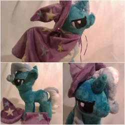 Size: 1600x1600 | Tagged: safe, artist:arualsti, derpibooru import, trixie, pony, unicorn, cape, clothes, female, hat, irl, mare, photo, plushie, solo, trixie's cape, trixie's hat