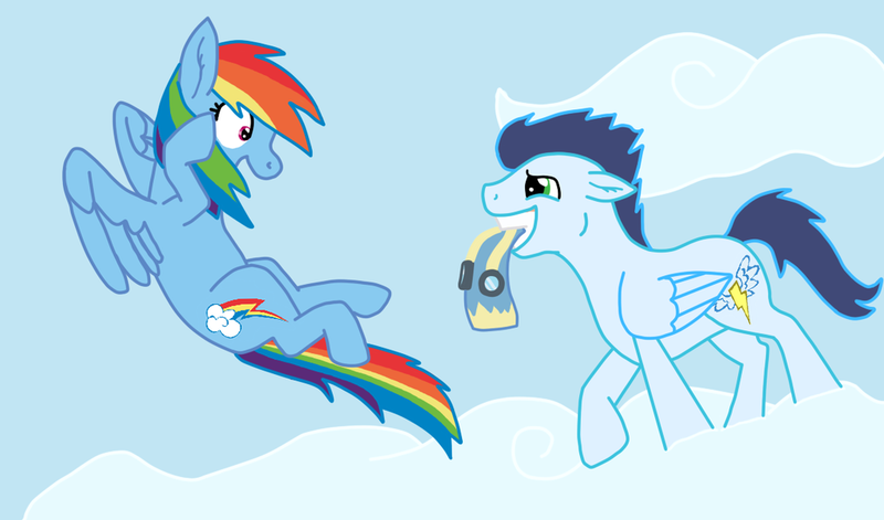 Size: 1024x603 | Tagged: safe, artist:anetopachy, derpibooru import, rainbow dash, soarin', clothes, female, male, shipping, soarindash, straight, uniform, wonderbolts uniform