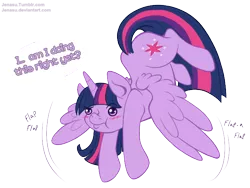 Size: 658x495 | Tagged: safe, artist:jenasu, derpibooru import, twilight sparkle, twilight sparkle (alicorn), alicorn, pony, blushing, flying, solo