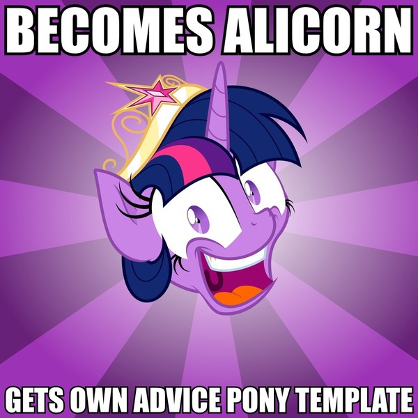 Size: 960x960 | Tagged: safe, derpibooru import, twilight sparkle, twilight sparkle (alicorn), alicorn, pony, advice meme, advice twilicorn, alicorn drama, big crown thingy, caption, drama, element of magic, exploitable meme, image macro, jewelry, meme, regalia, text