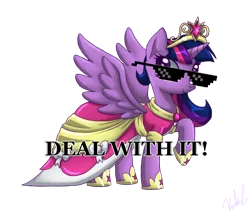 Size: 750x634 | Tagged: safe, artist:sanraia, derpibooru import, edit, twilight sparkle, twilight sparkle (alicorn), alicorn, pony, alicorn drama, deal with it, drama, female, mare