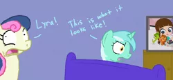 Size: 900x419 | Tagged: blythe baxter, bon bon, bon-bon's secret, derp, derpibooru import, exactly what it looks like, exploitable meme, littlest pet shop, lyra heartstrings, meme, not what it looks like, parody, safe, shrunken pupils, subversion, sweetie drops