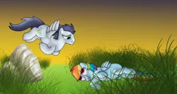 Size: 900x479 | Tagged: safe, artist:commypink, derpibooru import, rainbow dash, soarin', female, male, shipping, soarindash, straight