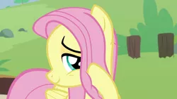 Size: 1920x1080 | Tagged: safe, derpibooru import, screencap, angel bunny, fluttershy, pegasus, pony, she talks to angel, acting, angelbetes, body swap, cute, devious, facade, female, folded wings, hoof in mane, hoof on cheek, male, mare, not fluttershy, shyabetes, smiling, solo, wings