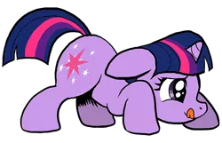 Size: 600x386 | Tagged: safe, artist:muffinshire, derpibooru import, twilight sparkle, comic:twilight's first day, crouching, cute, female, filly, filly twilight sparkle, licking, licking lips, muffinshire is trying to murder us, prowl, simple background, sneaking, solo, tongue out, transparent, transparent background, twiabetes, younger