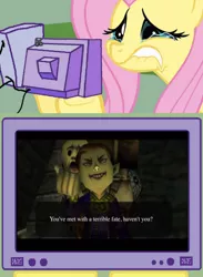 Size: 438x600 | Tagged: crying, derpibooru import, exploitable meme, fluttercry, fluttershy, happy mask salesman, meme, obligatory pony, safe, the legend of zelda, the legend of zelda: majora's mask, tv meme