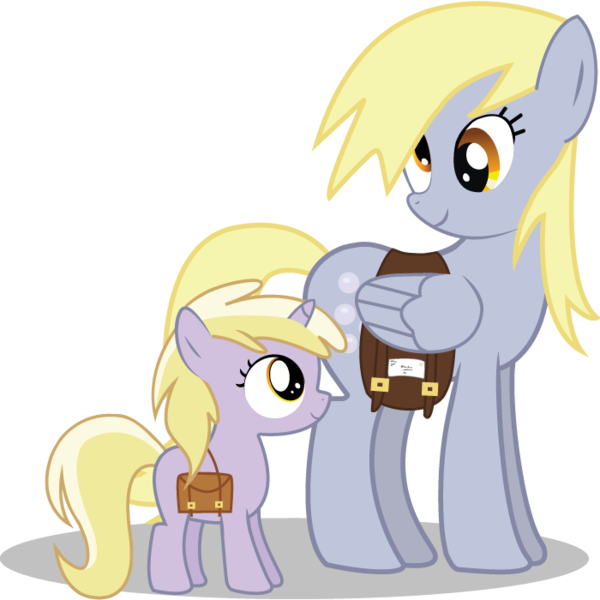 Size: 700x700 | Tagged: safe, artist:chubble-munch, derpibooru import, derpy hooves, dinky hooves, pegasus, pony, equestria's best mother, female, mail, mailpony, mare