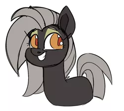 Size: 1009x906 | Tagged: safe, artist:taaffeiite, derpibooru import, oc, oc:old barbarous, unofficial characters only, earth pony, fanfic:shadow of equestria, bust, colored sketch, eyeshadow, fanfic art, female, makeup, mare, simple background, smiling, solo, white background, younger