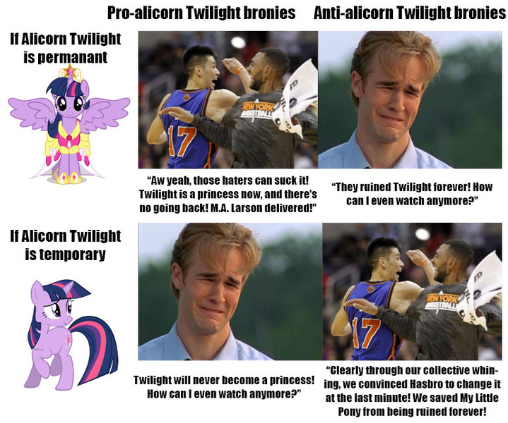 Size: 772x644 | Tagged: safe, derpibooru import, twilight sparkle, twilight sparkle (alicorn), alicorn, human, pony, unicorn, magical mystery cure, alicorn drama, alicorn drama drama, dawnson's creek, drama, female, jeremy lin, mare, meme, metadrama, unicorn twilight