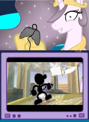 Size: 513x701 | Tagged: controller, derpibooru import, exploitable meme, meme, mr. game & watch, obligatory pony, princess celestia, princess molestia, princess peach, suggestive, super mario bros., super smash bros., super smash bros. brawl, tv meme