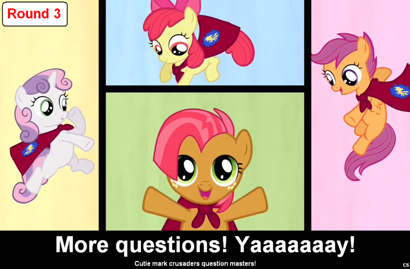 Size: 1024x672 | Tagged: apple bloom, babs seed, captioned, comic:celestia's servant interview, cutie mark crusaders, derpibooru import, interview, meta, safe, scootaloo, sweetie belle